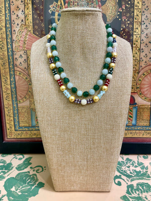 EMERALD MULTICOLOUR HERITAGE DOUBLE LAYER STATEMENT NECKLACE
