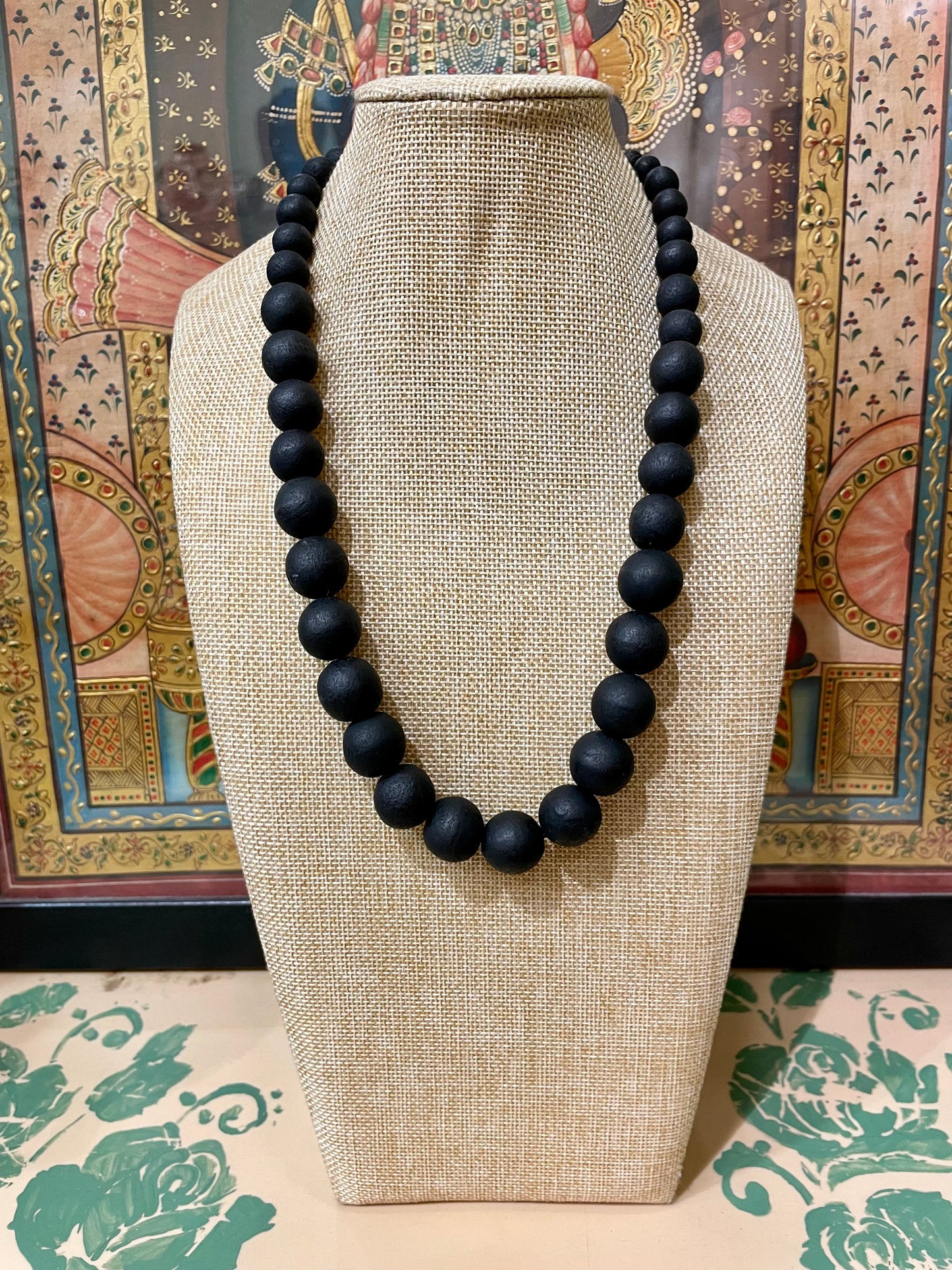 BLACK LAVA BEADS DESIGNER WESTERN NECKLACE