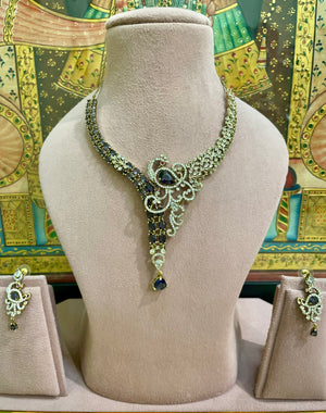 PURPLE MOISSANITE REGAL VINE DESIGNER HASLI NECKLACE SET