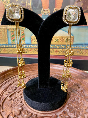 TRADITIONAL KUNDAN MOISSANITE KASHMIRI EARRINGS