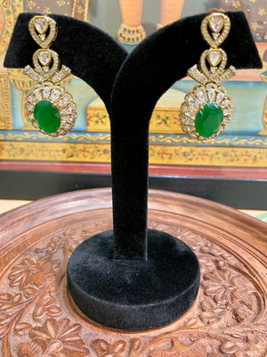 EMERALD ROYAL GREEN PREMIUM MOISSANITE HALO EARRINGS