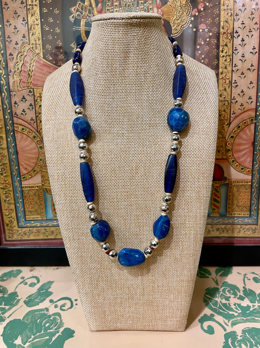 BLUE LAPIS SEMI PRECIOUS STONES DESIGNER NECKLACE