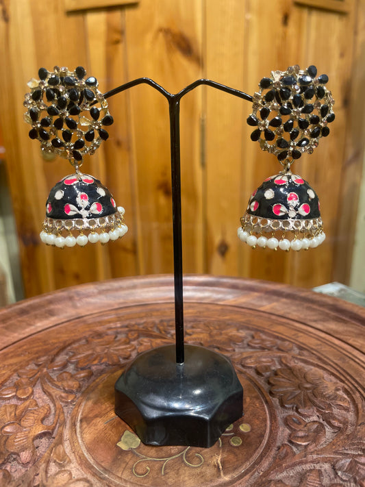 TRADITIONAL JHUMKI ETHNIC EARRINGS (BLACK)