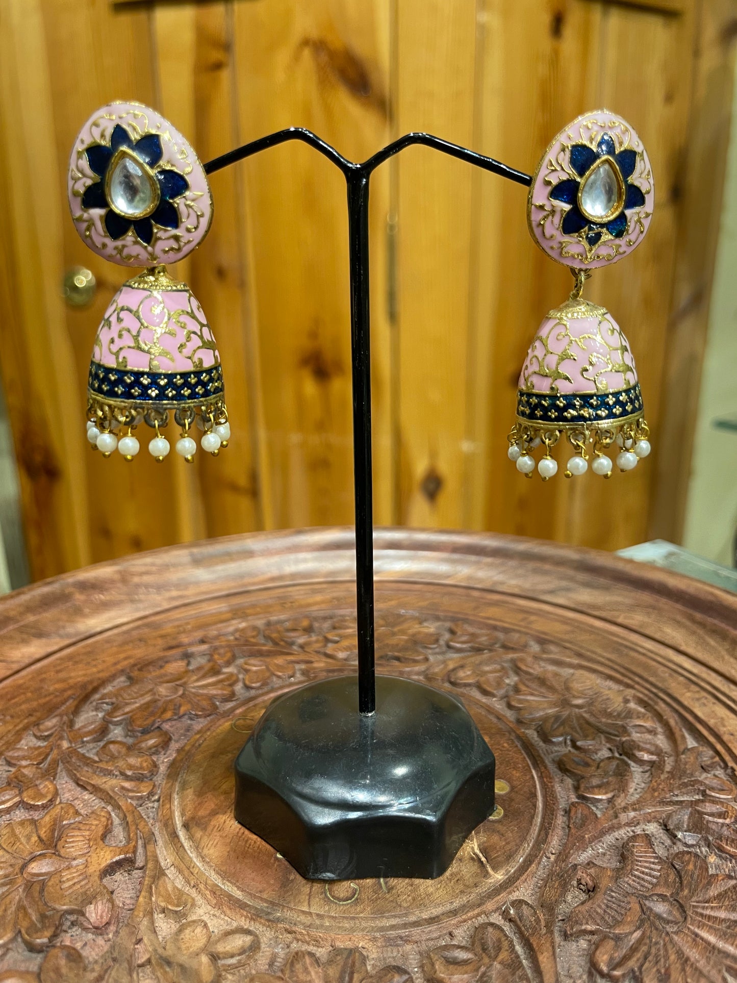 TRADITIONAL SOFT PINK JHUMKI EARRINGS